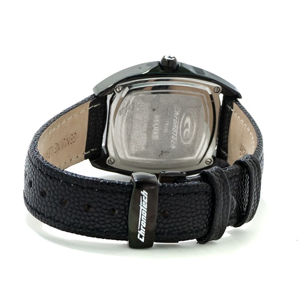 Chronotech Black Leather Dress Watch